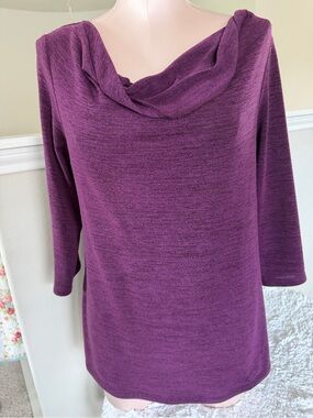 AB Studio Plum Cowl Neck Tunic Top